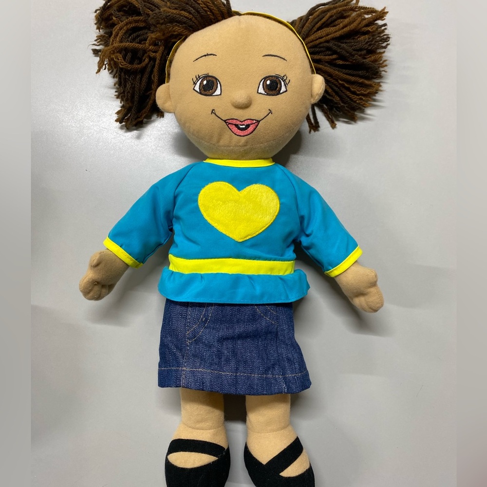 Multicultural Excellerations Blue and Yellow Heart Doll EUC